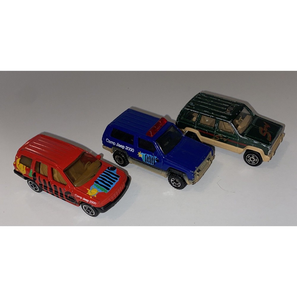Matchbox Majorette Jeep Grand Cherokee Camp 1999 2000 Red Blue Green Hatchback